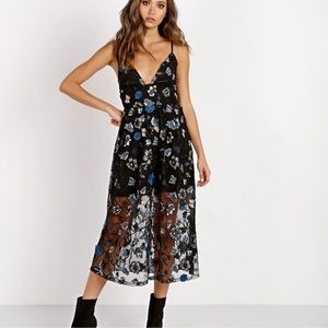 FOR LOVE & LEMONS FL&L Botanic Midi Dress Black